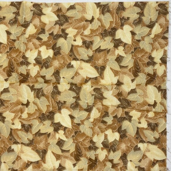 1/2 Yd Windsor Collection Hoffman Quilting Fabric Yard Autumn Leaves Beige Brown - Picture 1 of 7